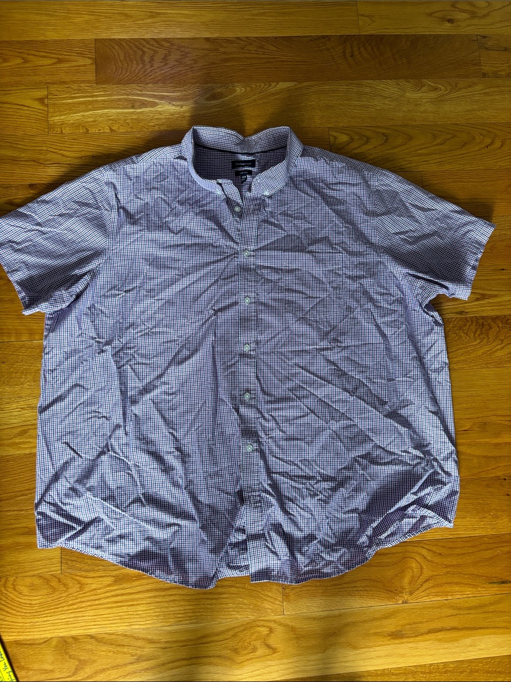 croft & barrow Blue and White Micro-Check Short Sleeve Button-Down Shirt